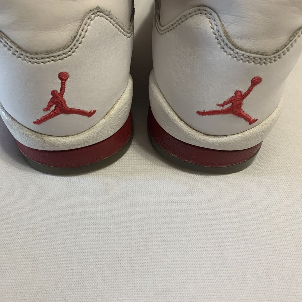 Nike 440892-101 Air Jordan 5 Retro Red Leather 7Y - Picture 5 of 9